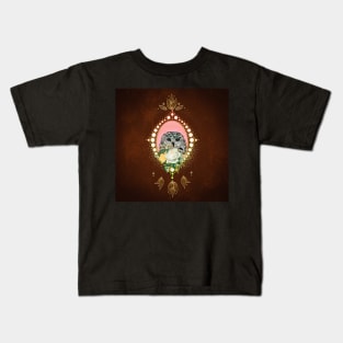 Elegant owl head with flowers Kids T-Shirt